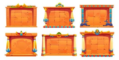 Ancient Egypt adventure game vector frames 库存插图