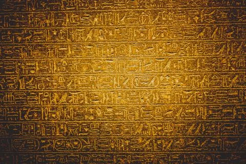 Ancient Egypt background. Hieroglyp horizontal wallpaper with copy space. Stock Photos