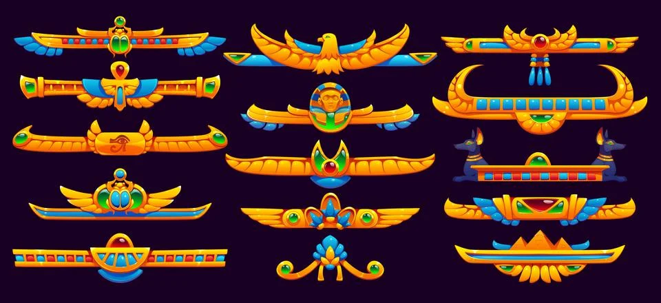 Ancient Egypt ornaments, divider frames, borders 库存插图