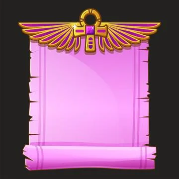 Ancient Egypt papyrus scroll cartoon vector with scarab and Egyptian culture  Stock Illustration