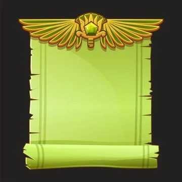 Ancient Egypt papyrus scroll cartoon vector with Lotus and Egyptian culture r Stock Illustration