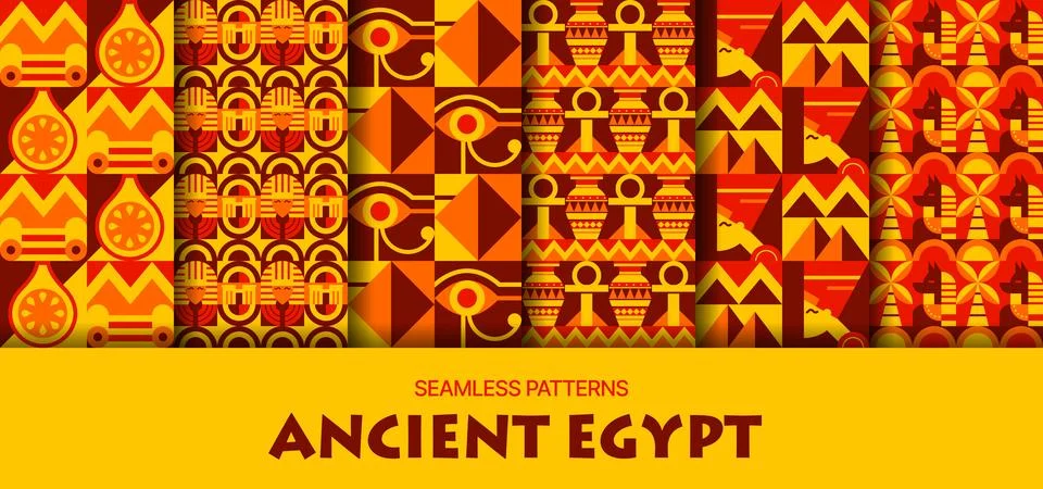 Ancient Egypt seamless patterns set Stock Illustration