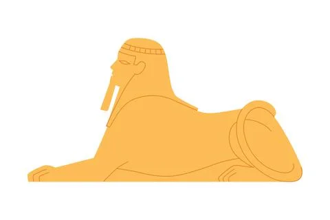 Ancient Egypt Sphinx Sand Statue Side View Vector Illustration Stock Illustration