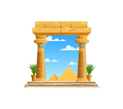 Ancient Egypt temple arch or archway game asset Stock Illustration