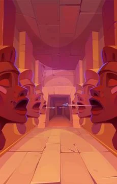 Ancient Egypt temple or palace corridor cartoon Stock Illustration