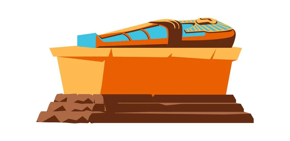 Ancient Egypt vector, pharaoh sarcophagus Stock Illustration