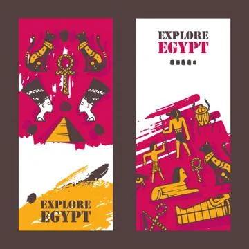 Ancient Egypt vertical banner, vector illustration. Explore Egyptian culture Stock Illustration