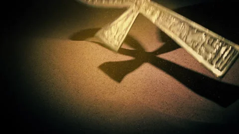 Ancient Egyptian Ankh Is Found In The Sand Stock Footage 329812409