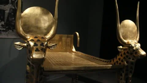 Ancient Egyptian Artifacts Golden Cows Holy Grail Video stock 11410135