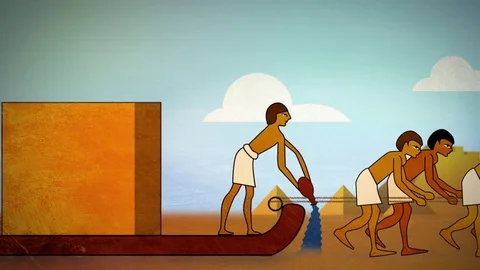 Ancient Egyptian Builders 2D Animation Vídeos de archivo 74390932