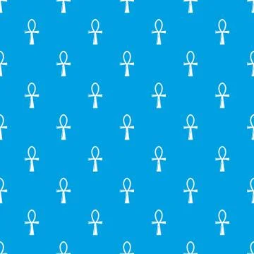Ancient egyptian cross ankh pattern vector seamless blue Illustrazione stock