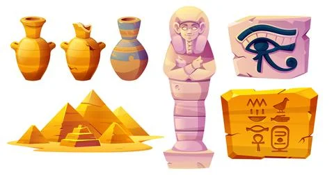 Ancient Egyptian decorative elements set Stock Illustration