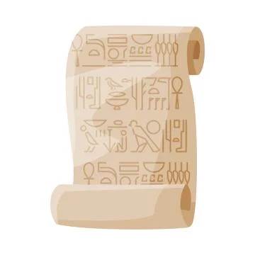 Ancient Egyptian Papyrus Scroll with with Hieroglyphics, Old Manuscript, Symbol Stock Illustration
