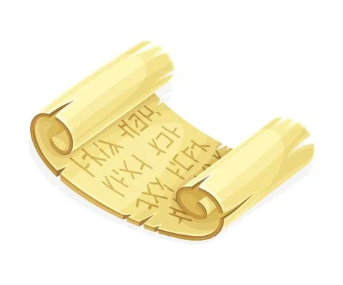 Ancient egyptian papyrus scroll with hieroglyphs vector illustration on white Stock Illustration
