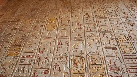 Ancient Egyptian pattern hieroglyphs. History manuscript, ethnic Video stock 104820797