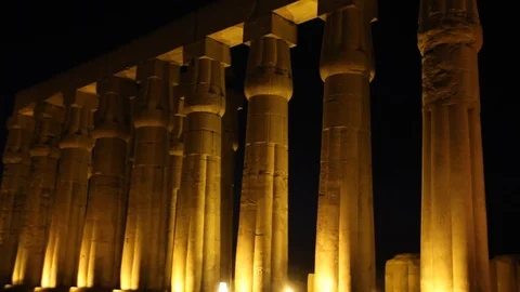 Ancient Egyptian pillars of Luxor Stock Footage 118185291