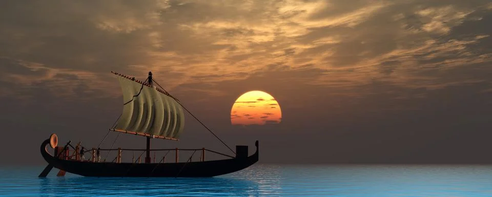 Ancient Egyptian Ship Stock Illustration