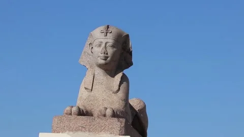 Ancient Egyptian Sphinx Statue in Alexandria EgyptAncient Egyptian Sphinx Statue Stock Footage 324560418