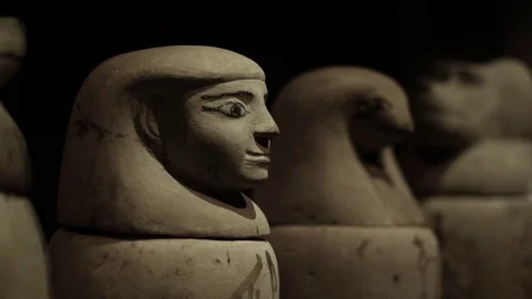 Ancient Egyptian statues Stock Footage 74852203