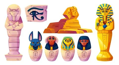 Ancient Egyptian statues set Stock Illustration