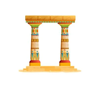 Ancient Egyptian temple arch columns game asset Stock Illustration