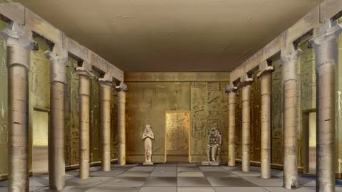 Ancient Egyptian Temple Indoor Stock Illustration