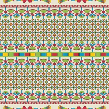 Ancient Egyptian traditional background vector seamless pattern Stock Illustration