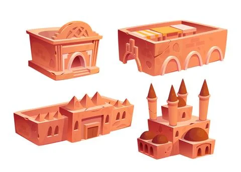 Ancient Egyptian vector building set with palace Ilustración de archivo