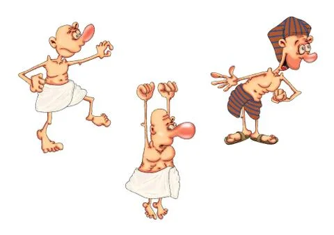 Ancient Egyptian workers in different poses. Caricature illustration on the t Stock Illustration
