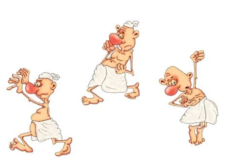 Ancient Egyptian workers during a work process. Caricature illustration on th Stock Illustration