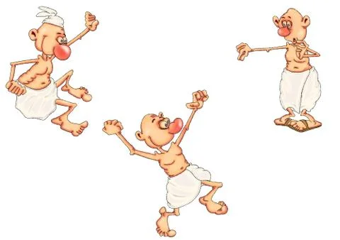 Ancient Egyptian workers during a work process. Caricature illustration on th Stock Illustration