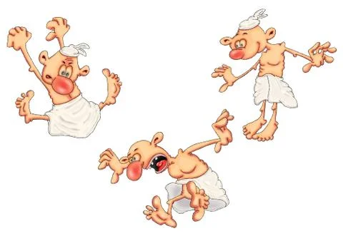 Ancient Egyptian workers in various funny poses. Caricature illustration on t Stock Illustration