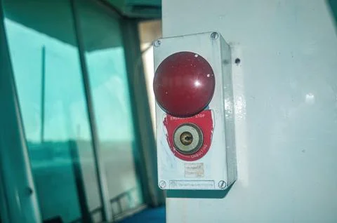 An ancient emergency button attached to the wall, Indonesia, 6 January 2024 Stock Photos