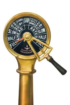 Ancient Engine Room Telegraph with black control panel isolated on a white .. Stock Illustration