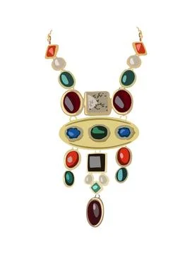Ancient Ethnic Necklace with different Gem Stones. Stock Illustration