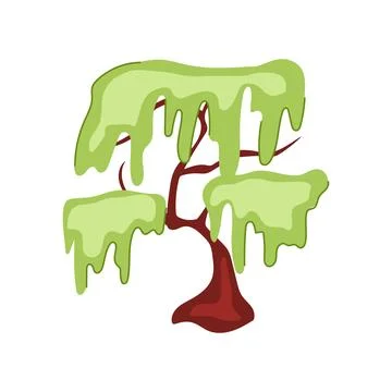Ancient fantasy magic tree cartoon vector illustration Stock Illustration