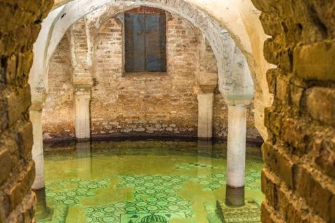Ancient flooded crypt Stock Photos