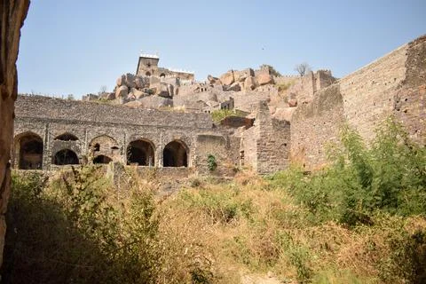 Ancient Fort Dramatic Low Angle View Historic Heritage Architecture Monument Foto stock