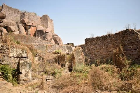 Ancient Fort Dramatic Low Angle View Historic Heritage Architecture Monument 스톡 사진