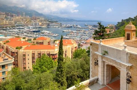 Ancient fortification and view of monte carlo. Stock Photos
