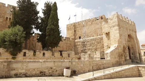 Ancient fortress in Jerusalem Stock Footage 63991980