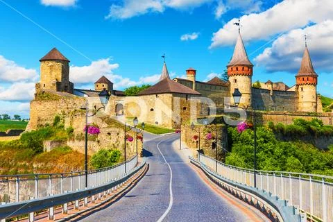 Ancient fortress in Kamianets-Podilskyi, Ukraine Stock Photos