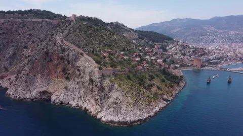 Ancient fortress on the Mediterranean coast Stock Footage