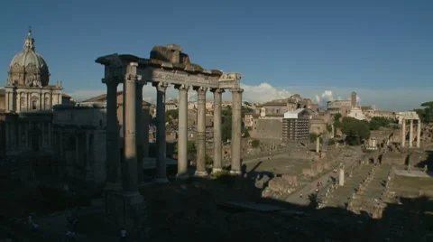 Ancient Forum zoom out, Rome Stock Footage