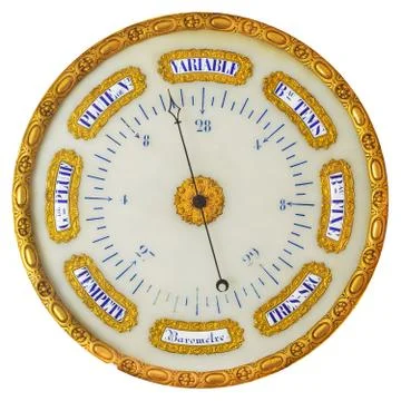 Ancient French barometer isolated on white Photos