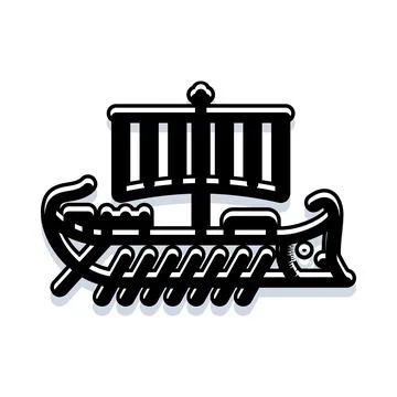 Ancient galley ship sailing on white background Stock Illustration