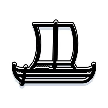 Ancient galley ship vector icon sailing history Stock Illustration