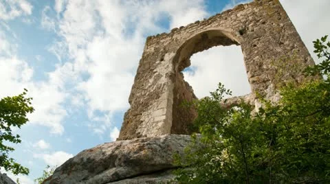 Ancient gate and cloudscape time-lapse Stock Footage 11315960