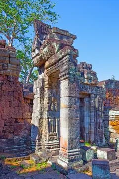 Ancient gate in Angkor Stock Photos