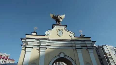 Ancient gate in the centre of the capital of Ukraine- Kyiv Stock Footage 247699667